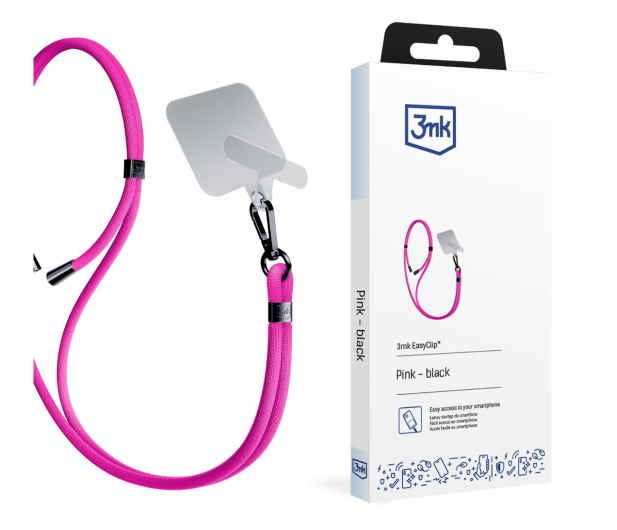3MK Sznurek do Etui EasyClip Pink (black) 5903108568661 - 1267328 - zdjęcie 2